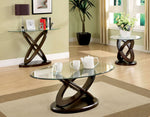 Atwood II Dark Walnut Glass/Wood Coffee Table