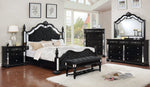 Azha Glam Black Fabric/Wood Cal King Bed