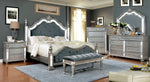 Azha Glam Gray Fabric/Silver Wood Bench