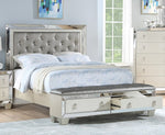 Bahar Silver Wood Cal King Bed w/Drawers & Mirrored Panels