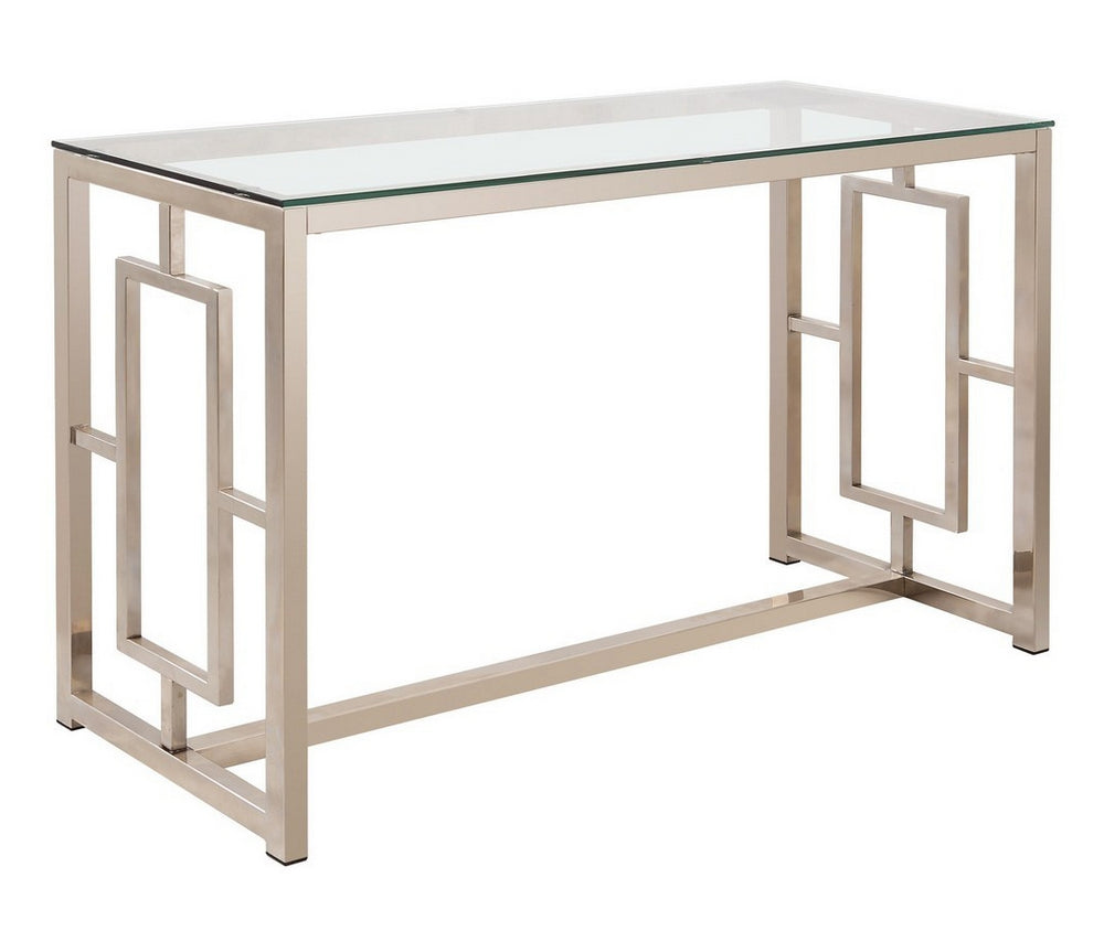 Balbina Contemporary Metal Sofa Table with Glass Top