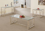 Balbina Contemporary Metal Sofa Table with Glass Top