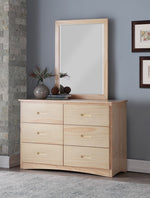 Bartly Natural Wood Frame/Glass Dresser Mirror