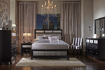 Barzini Black Wood/Metallic Leatherette Queen Panel Bed