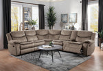 Bastrop 3Pc Brown Fabric Manual Recliner Sectional Sofa