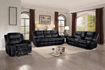 Bastrop Black Leather Gel Match Manual Recliner Sofa