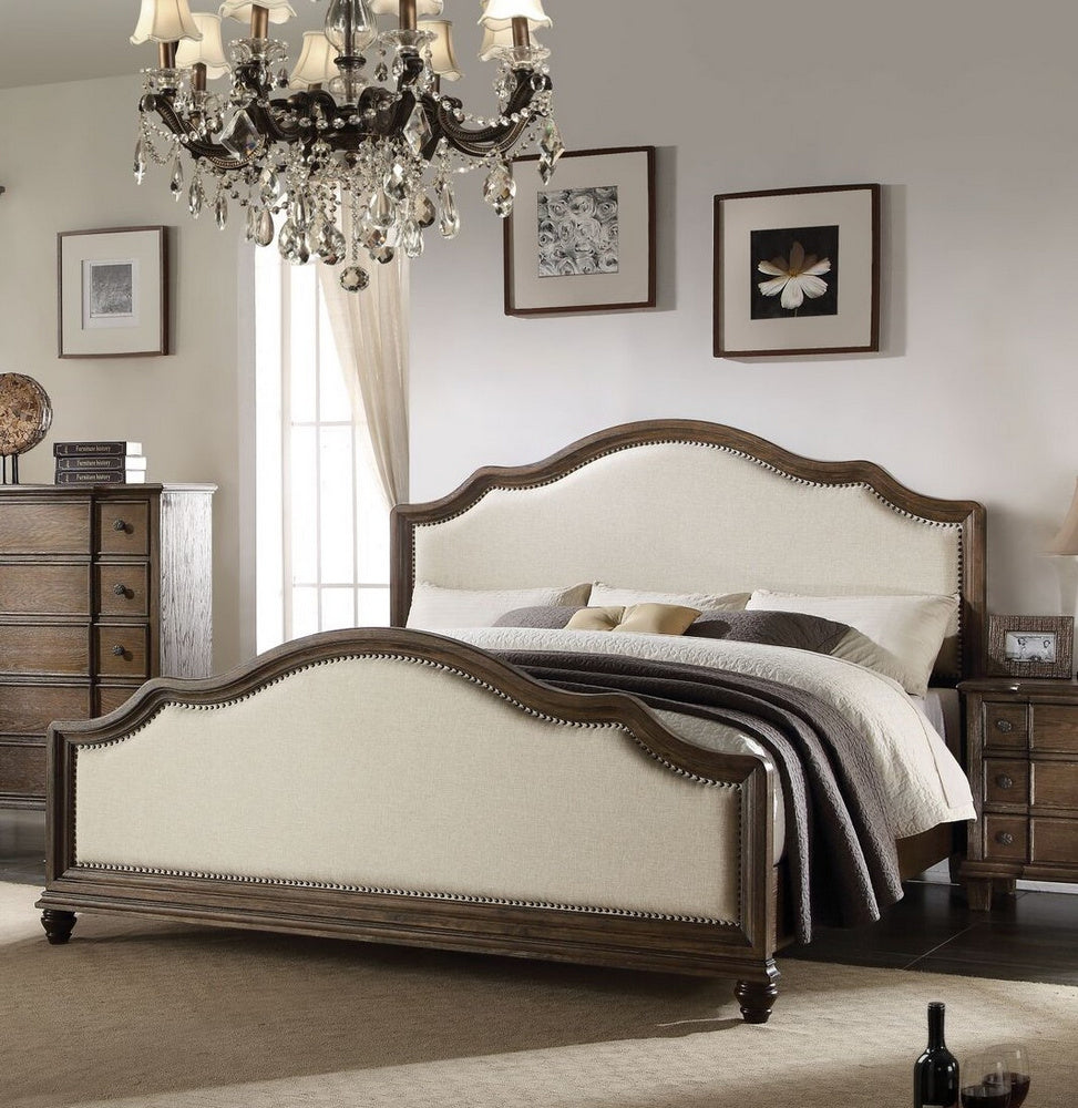 Baudouin Beige Linen/Weathered Oak California King Bed