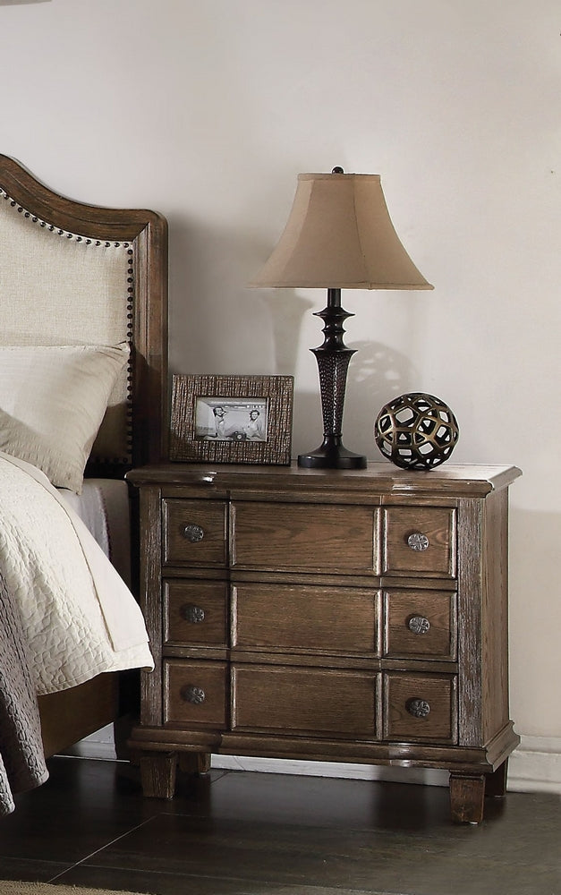 Baudouin Weathered Oak Wood Nightstand