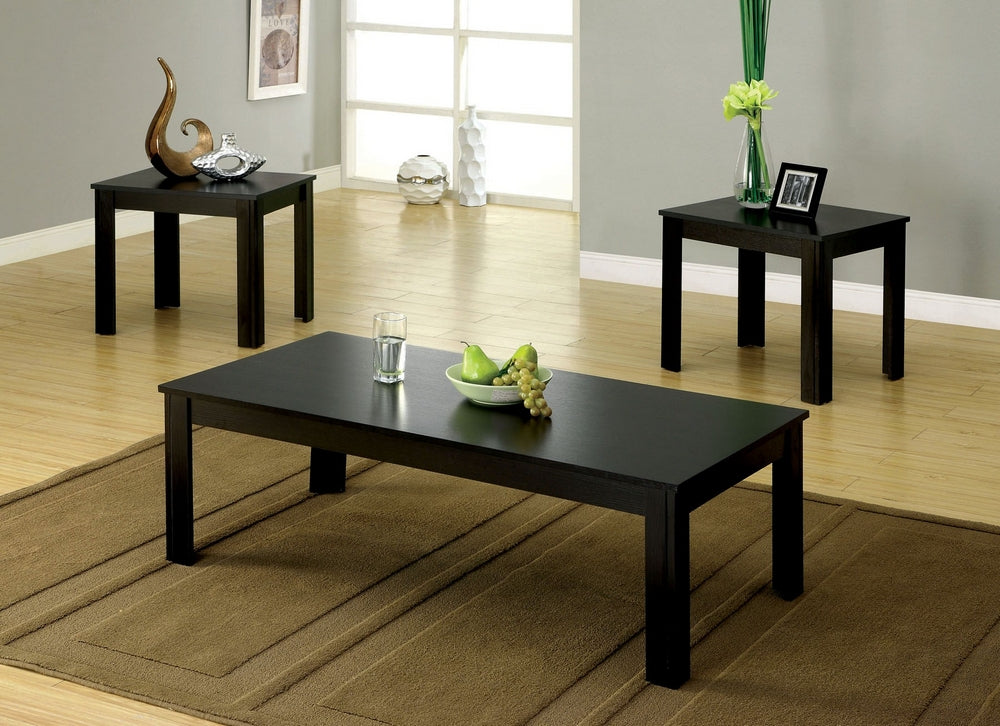 Bay Square 3-Pc Black Melamine/Wood Table Set