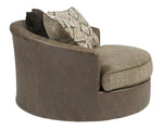 Abalone Chocolate Oversized Swivel Accent Chair