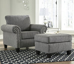 Agleno Charcoal Fabric Ottoman