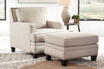 Claredon Contemporary Linen Fabric Ottoman