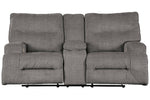 Coombs Charcoal Fabric Power Recliner Loveseat