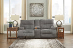 Coombs Charcoal Fabric Power Recliner Loveseat