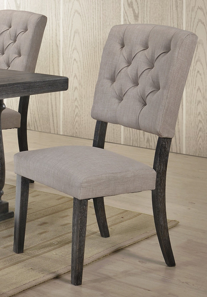 Bernard 2 Neutral Fabric/Weathered Gray Oak Wood Side Chairs