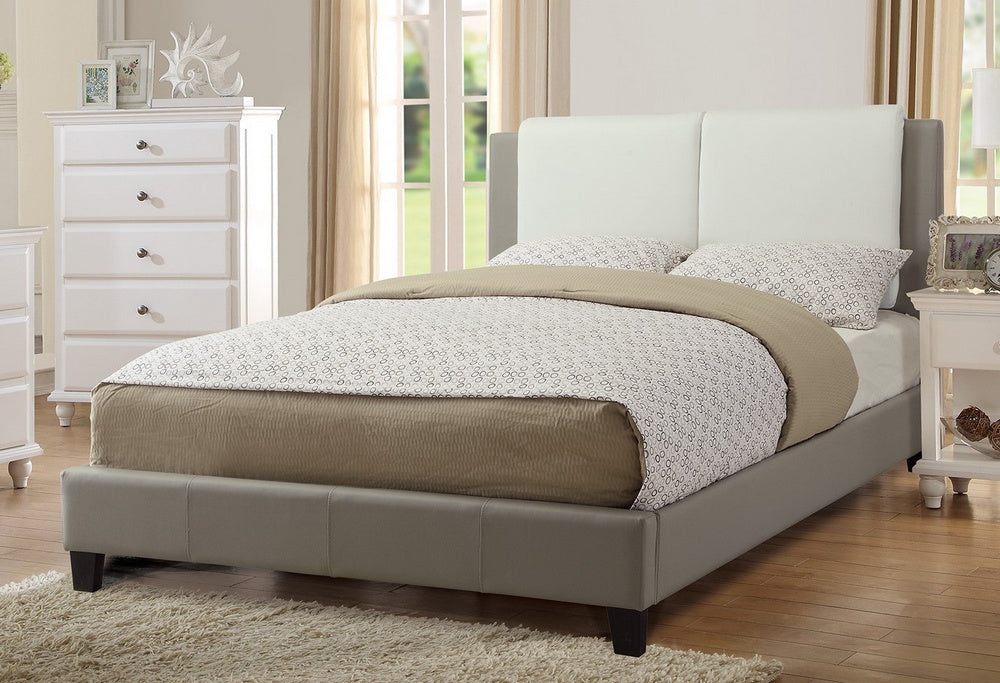 Bettina White/Gray Faux Leather Cal King Bed