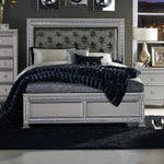 Bevelle Silver/Dark Gray Vinyl Upholstered King Bed