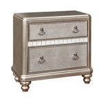 Bling Game Metallic Platinum Wood 2-Drawer Nightstand