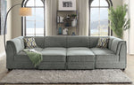 Bois Gray Velvet Modular Sectional Sofa with 2 Ottomans