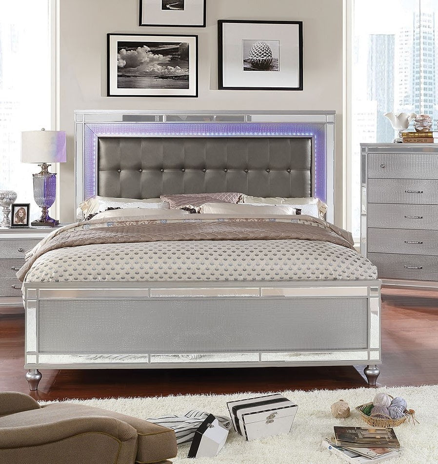 Brachium Dark Gray/Silver Queen Panel Bed