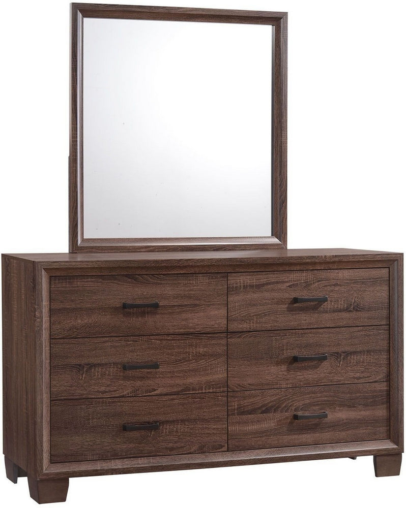 Brandon Medium Warm Brown Wood Dresser with Mirror