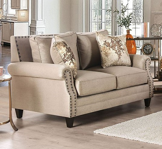 Briana Beige Chenille Loveseat