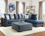 Brielle Blue Patterned Microfiber Ottoman