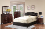 Brigida Black Faux Leather Full Bed with Tufted Headboard