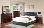 Brigida Blue Grey Polyfiber Full Bed with Tufted Headboard