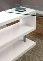 Bronwen Contemporary White Glass/Chrome Desk