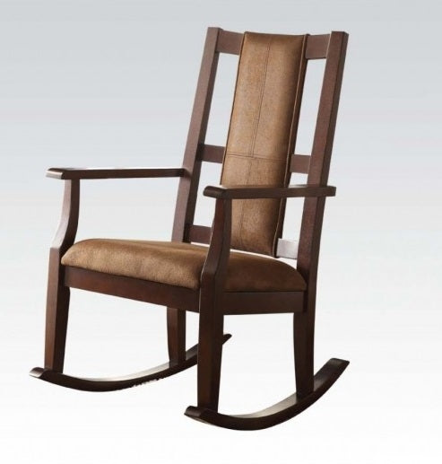 Butsea Brown Fabric/Espresso Wood Rocking Chair