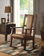 Butsea Brown Fabric/Espresso Wood Rocking Chair