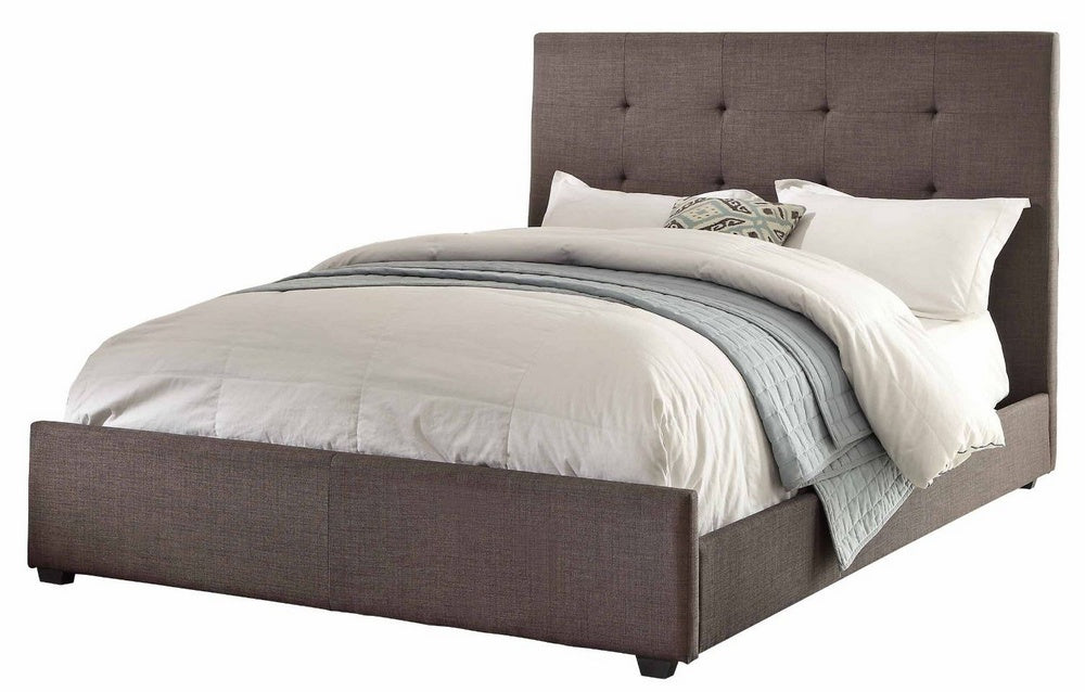 Cadmus Dark Gray Cal King Bed with Tufted Headboard