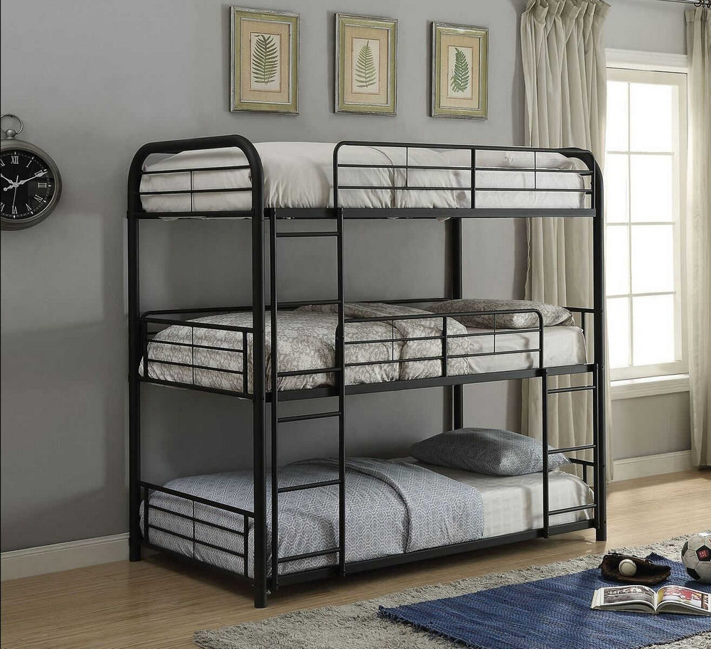 Cairo Sandy Black Metal Tube Twin Three Layer Bunk Bed