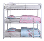 Cairo White Metal Three Layer Full Bunk Bed