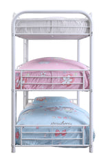 Cairo White Metal Three Layer Full Bunk Bed