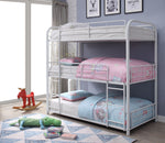 Cairo White Metal Three Layer Full Bunk Bed