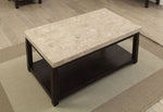 Calgary Dark Walnut Marble/Wood Coffee Table