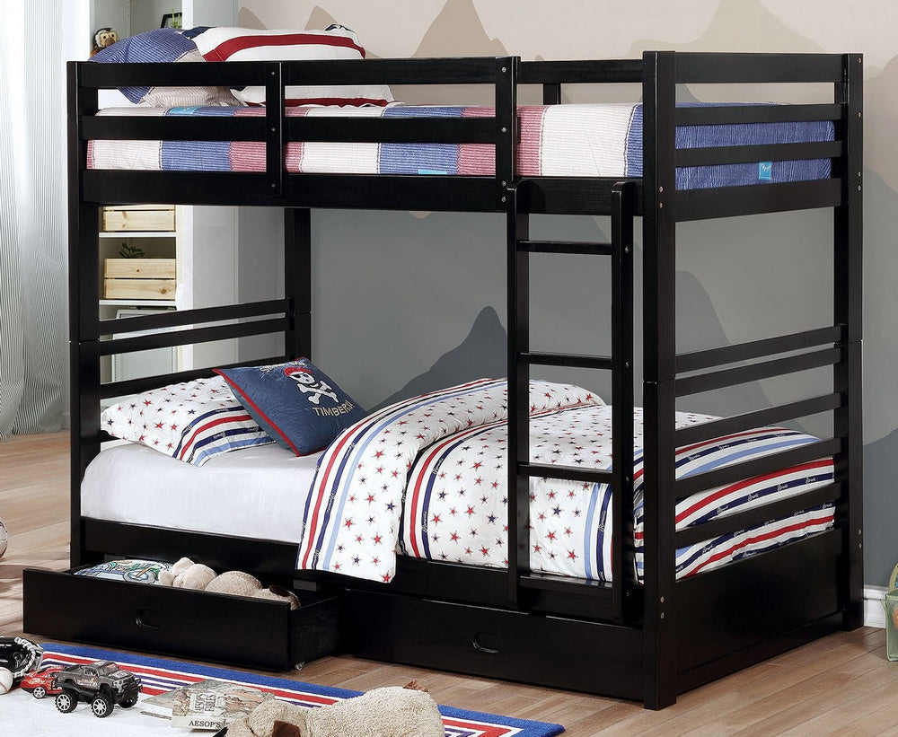 California IV Black Twin Bunk Bed with Drawers