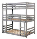 California V Gray Wood Triple Twin Bunk Bed