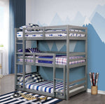 California V Gray Wood Triple Twin Bunk Bed