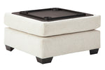 Cambri Snow Fabric Storage Ottoman with Built-In Tabletop