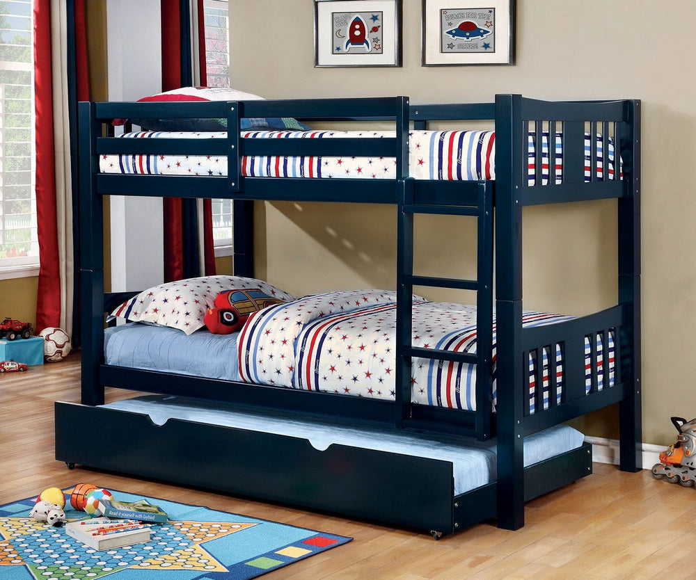 Cameron Blue Twin over Twin Bunk Bed w/Trundle