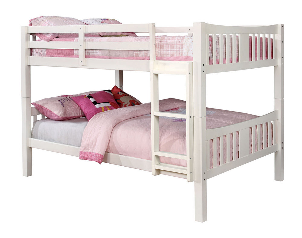 Cameron White Wood Full over Full Bunk Bed