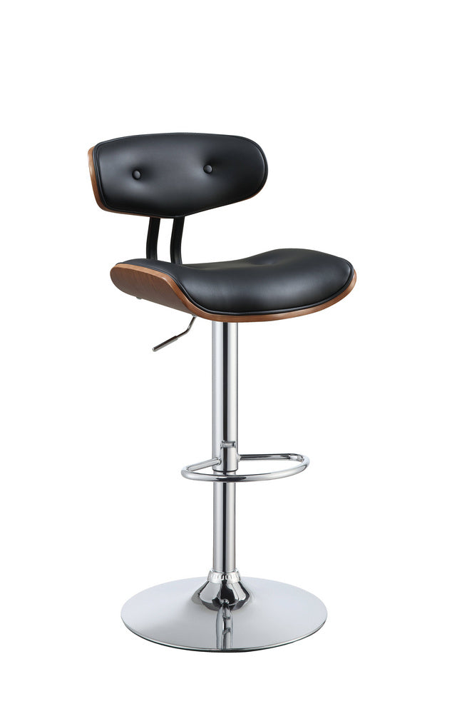 Camila Black PU Leather Adjustable Stool with Tufted Back