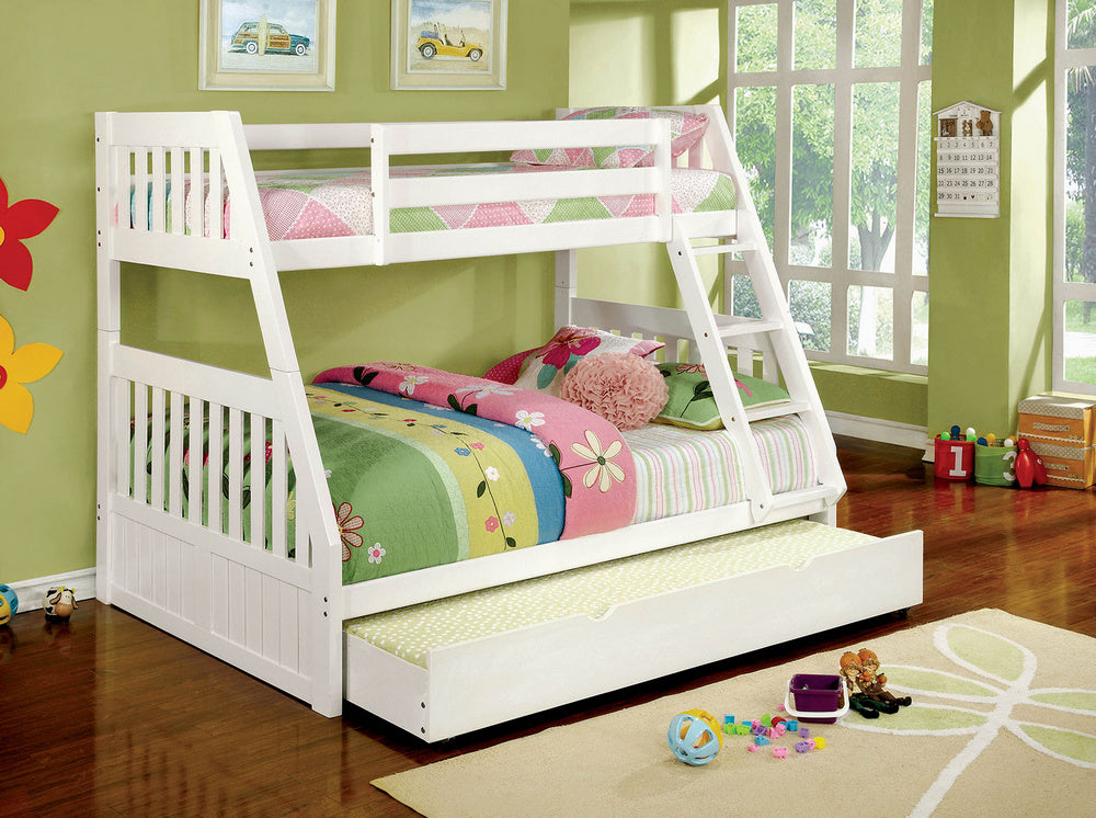 Canberra II White Wood Twin over Full Bunk Bed