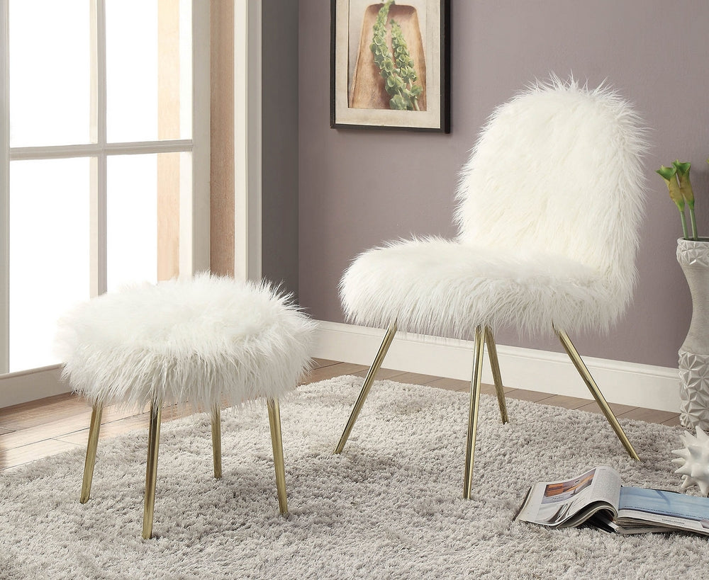 Caoimhe White Fur-Like Accent Chair