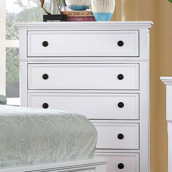 Castor White Solid Wood Chest