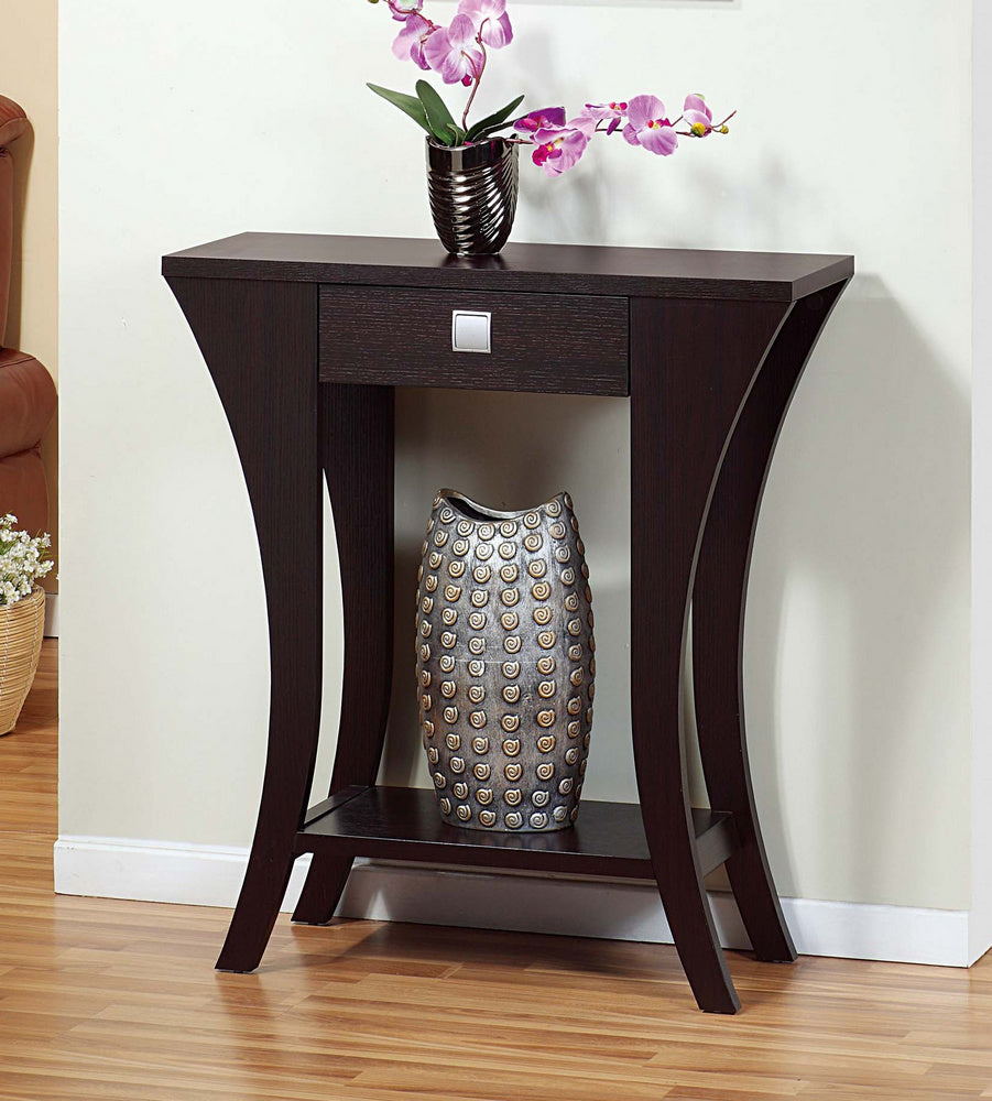 Caterina Red Cocoa Wood Console Table with Shelf