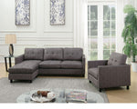 Ceasar 3-Pc Gray Calico Fabric Sofa Set